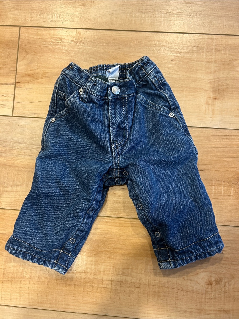 Old Navy Fleece Down Dark Blue Toddler Snap-Front Jeans
